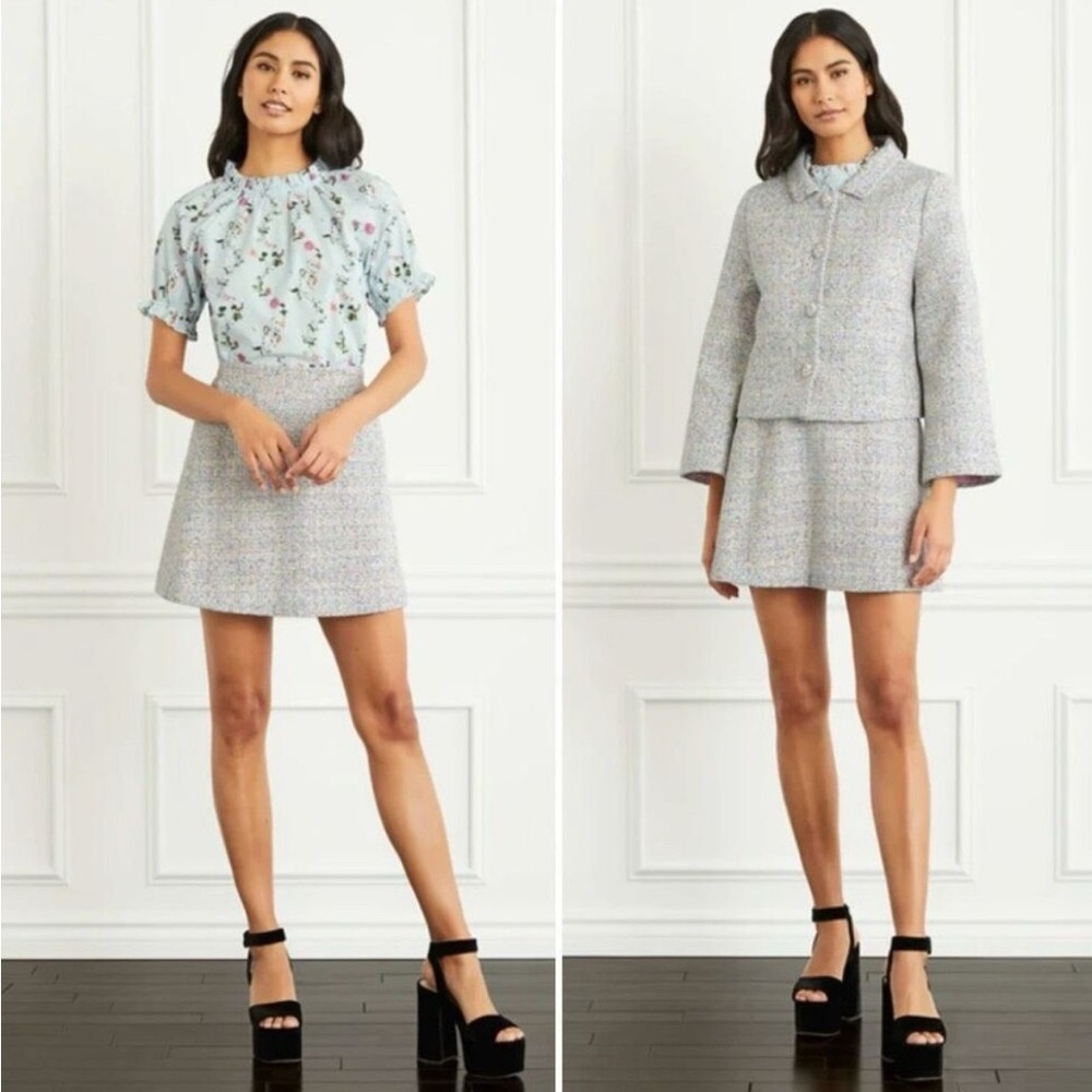 Hill House Olivia Rainbow Tweed Short A Line Skirt XS Preppy Tweed